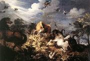 SAVERY, Roelandt Horses and Oxen Attacked by Wolves ar oil painting on canvas